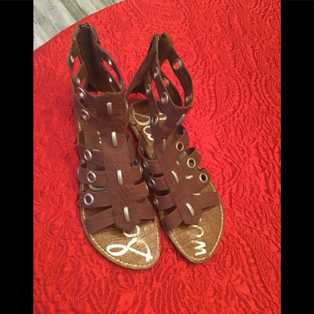 Sam Edelman brown strappy sandals zipper back 7.5 - Picture 2 of 9